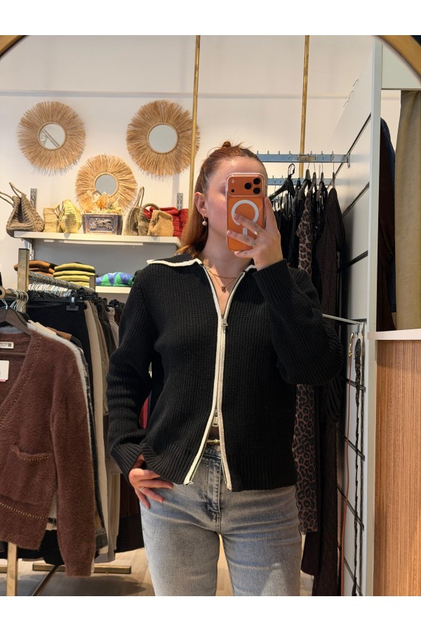 ÇİFT FERMUARLI ÖRGÜ TRİKO