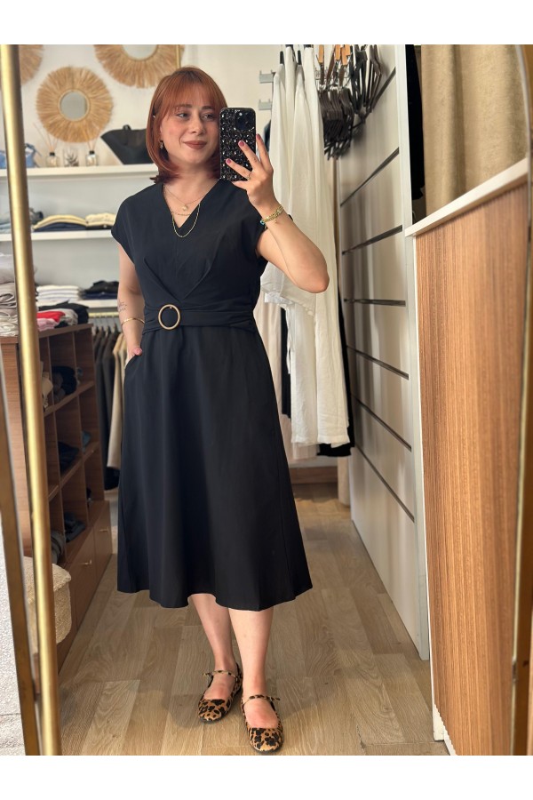 KETEN TOKALI ELBİSE