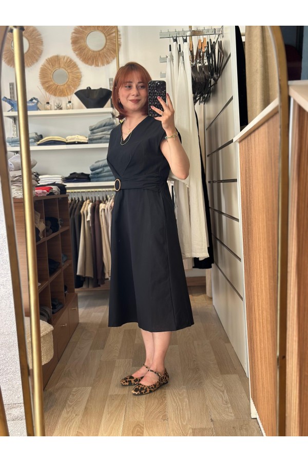 KETEN TOKALI ELBİSE