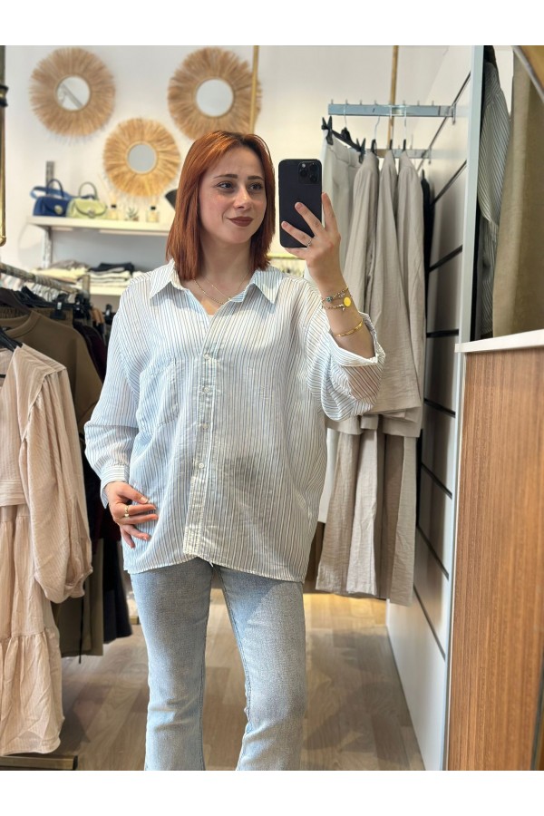 BUZ MAVİ TRANPARAN GÖMLEK