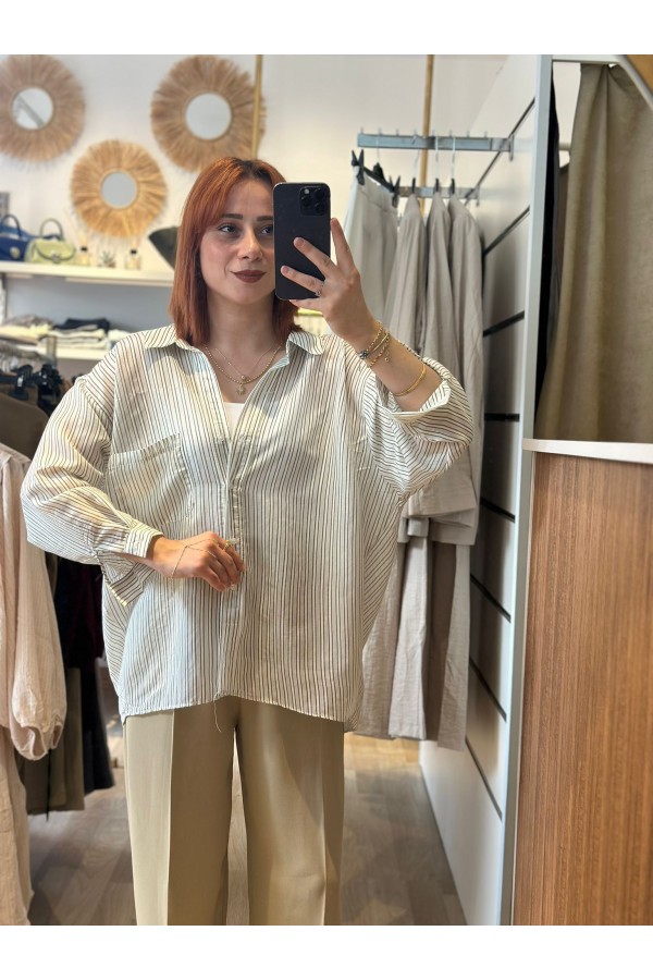 ÇİZGİLİ TRANSPARAN GÖMLEK