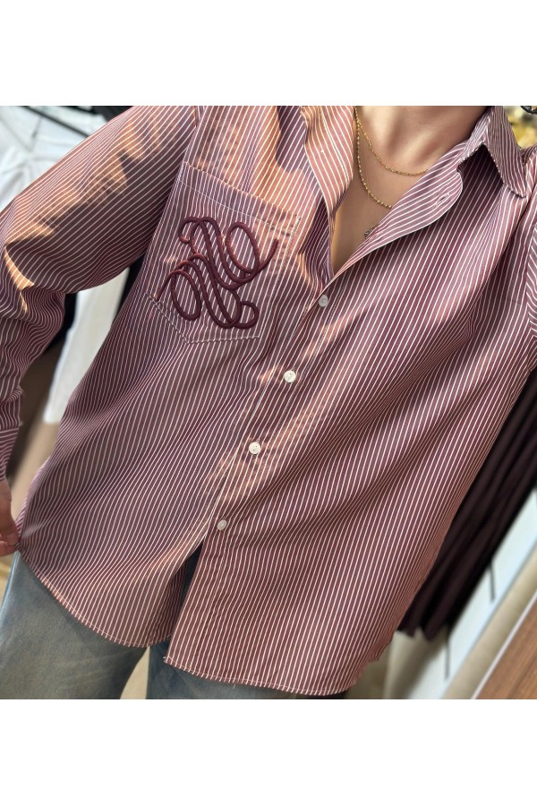 BORDO ÇİZGİLİ GÖMLEK