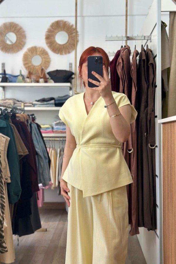 ANSELİE KETEN YELEK TAKIM