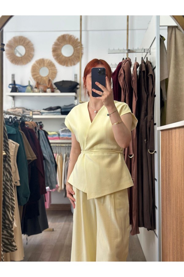 ANSELİE KETEN YELEK TAKIM