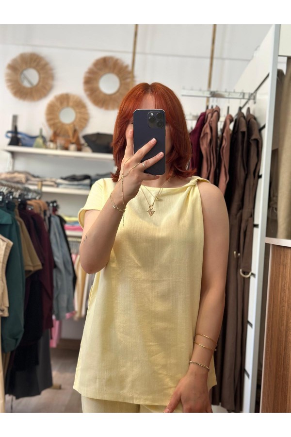 LİPA OMUZ DETAYLI KETEN TAKIM