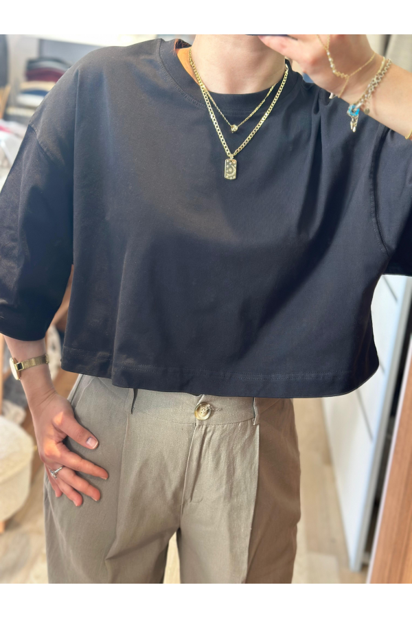 PAMUKLU CROP TSHİRT